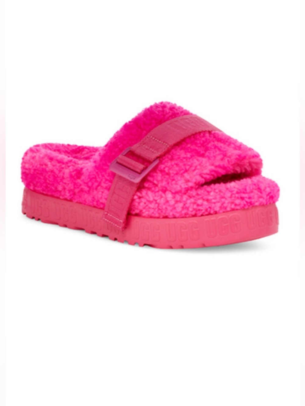 UGG Fluff Slide Sandal - Hot Pink Shearling “FLUFFITA” Sz 10M